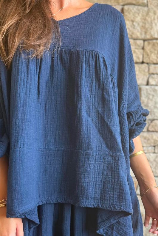 Suri Cushion Cotton Artist Smock Navy 